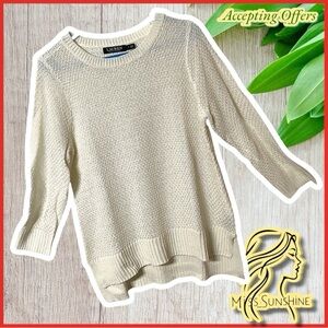 LAUREN Ralph Lauren - Sz L - knit hole sweater - hi low - cream color